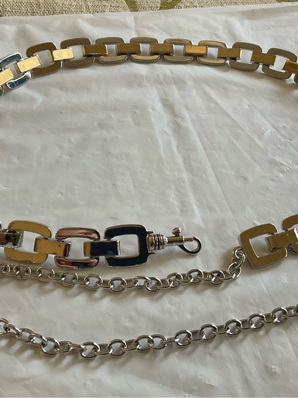 St. John 2Face Geometric Signature Gold Swag Chain Belt, sz Small Adjustable Fit